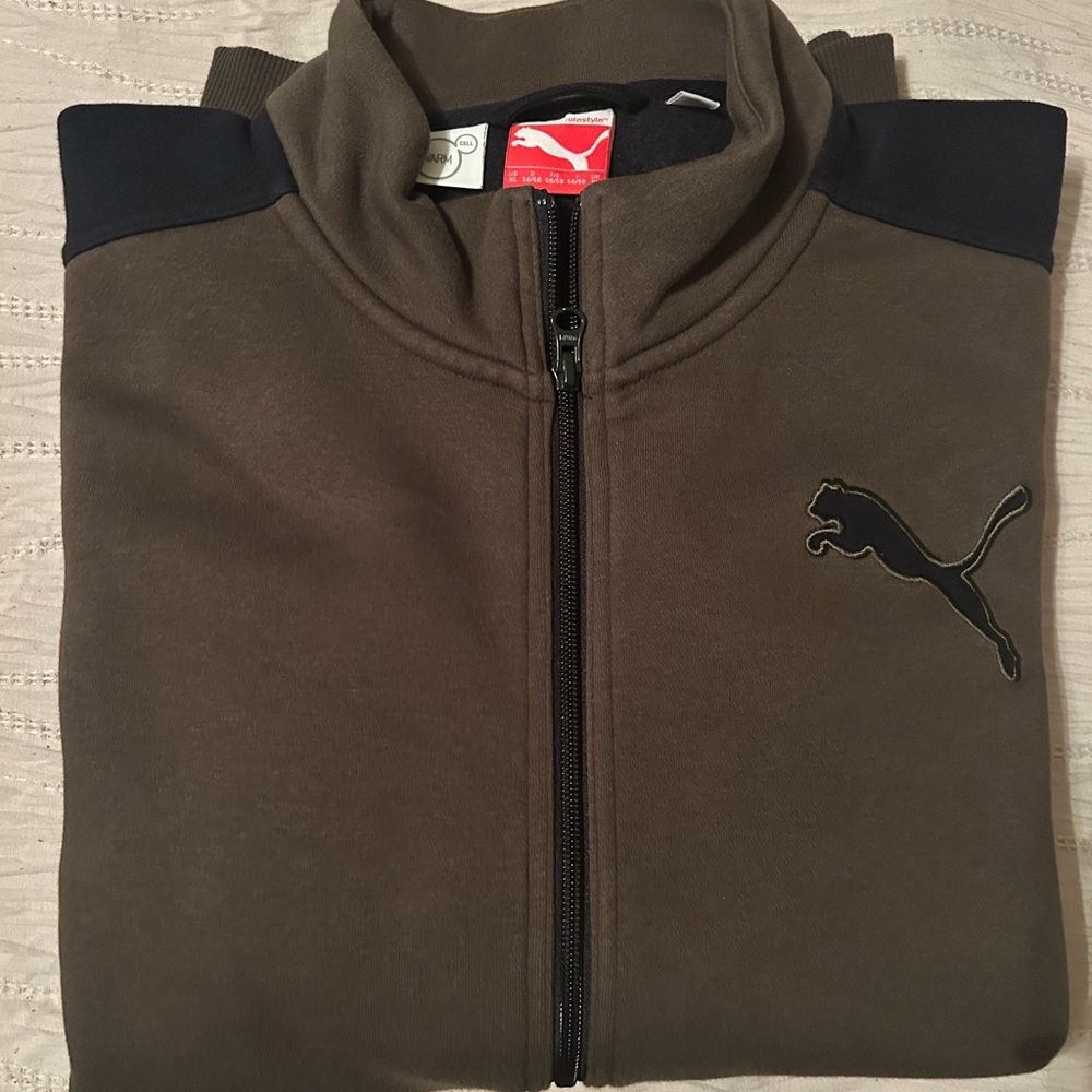 Puma Men's Green full zipper sweater